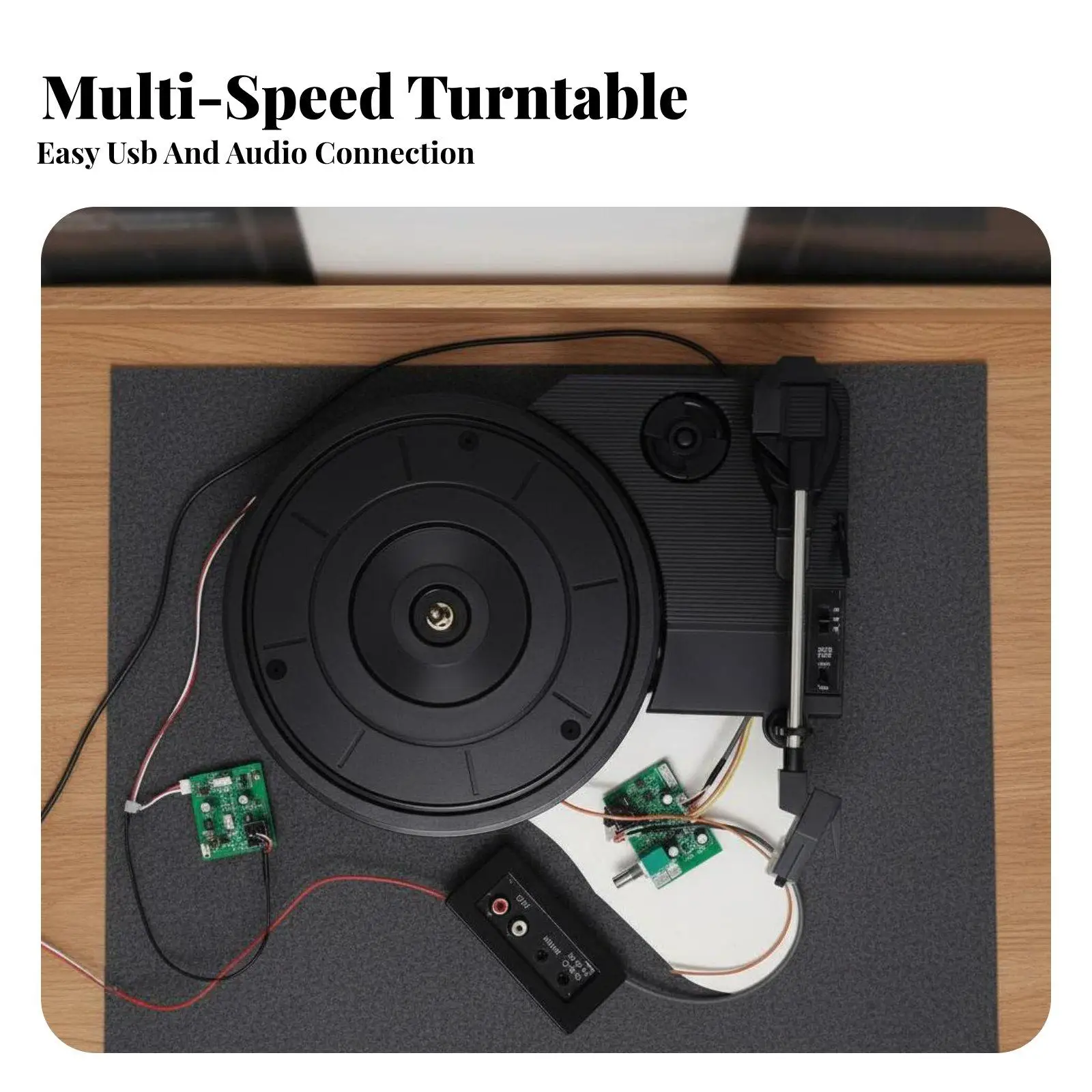 3-Speed Turntable with Tonearm DIY Friendly Record Player Turntable Mechanism Built-in Preamp Phonograph Core Assembly for
