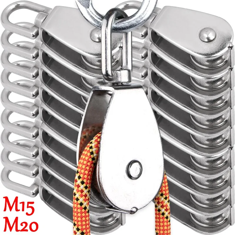 

Одинарный или двойной шкив, подъемный кран из нержавеющей стали, поворотный крюк, набор шкивов, подъемные колеса, принадлежности для инструментов M15 M20