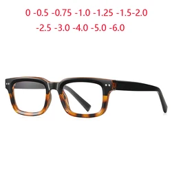 Black Leopard Frame Square Prescription Glasses For Men High Quality TR90 Student Nearsighted Glasses For Men 0 -0.5 -0.75 To -6