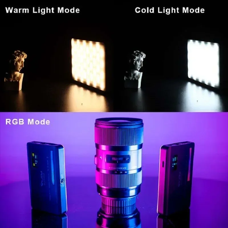 US.EU VL120 RGB LED Video Light Camera Light Full Color Rechargeable 3100mAh Dimmable 2500-9000K Panel Light Photo Studio Lamp