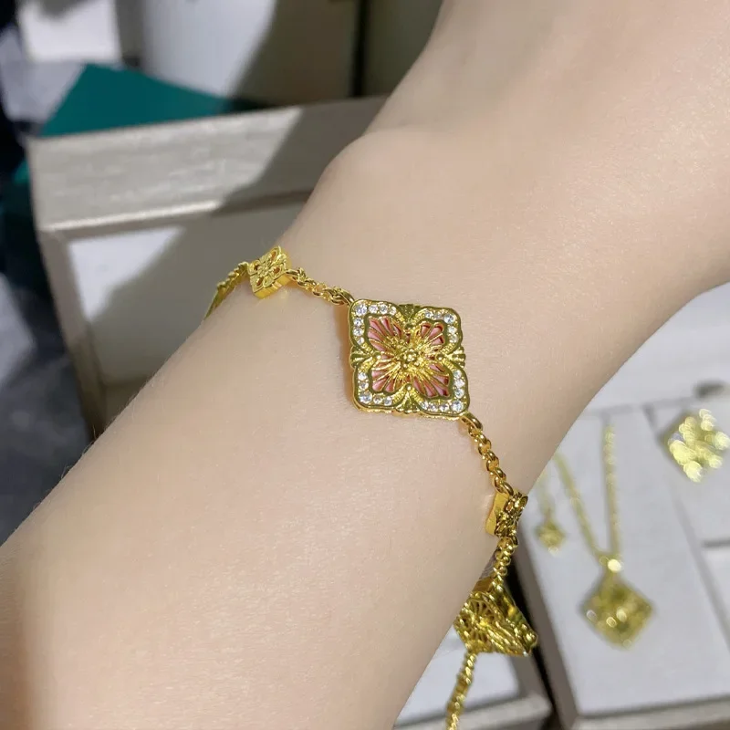 MDLFES مويسانيتي نمط خمر المحكمة الهليون مجموعة المرأة البرسيم قلادة اليد الدائري