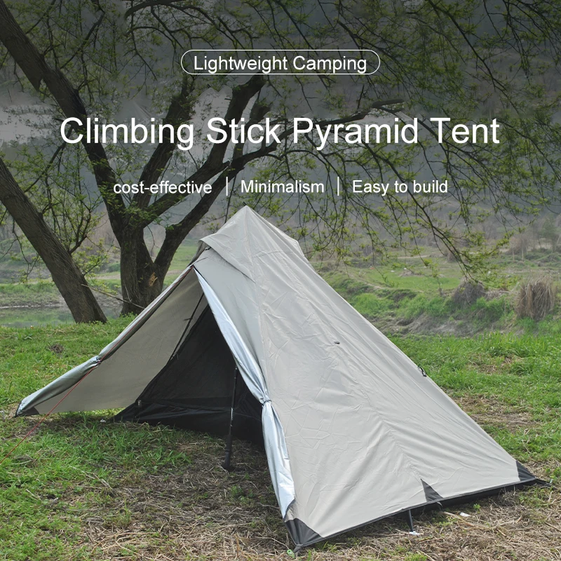 

Waterproof Ultralight Pyramid Tent 1 Person Backpacking Teepee Camping (exclude alpenstock) Outdoor Folding Sunshine-proof