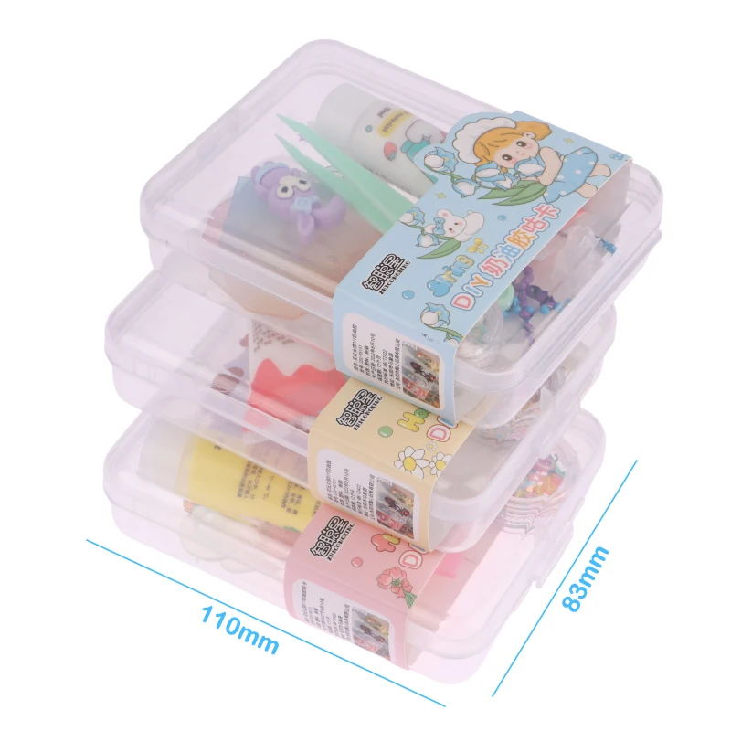 

1 Box Random Color Kawaii Cartoon Stickers Cream Glue DIY Set Go Card Sticker Children Gifts Craft Material Kit