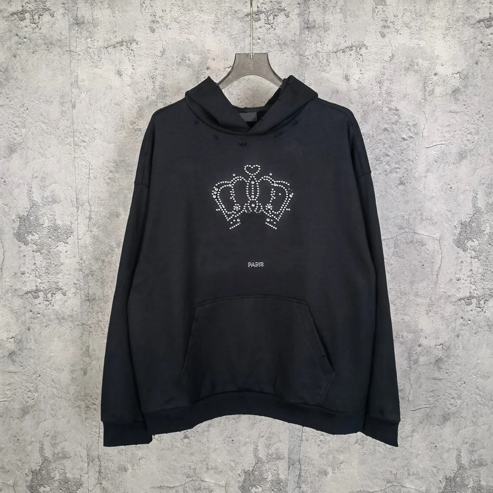 

24fw New Arrive Luxury Brand Diamond Crown Hoodies Men Women Hip hop Streetwear Oversized Sweatshirts Hoodie