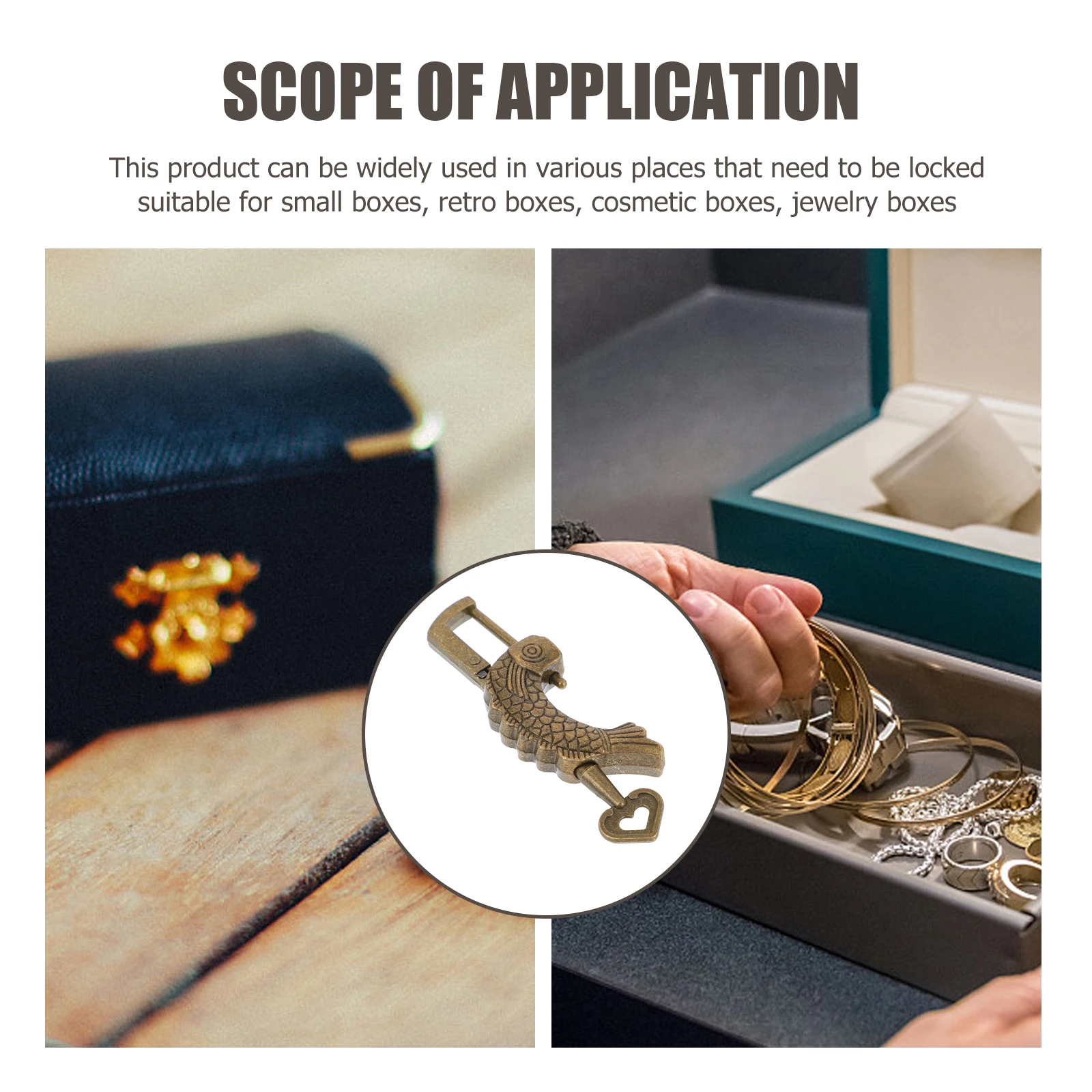 

1Pcs Retro Box Lock Mini Vintage Padlock Fish Design Strong Zinc Alloy for Suitcase Cabinet Drawer Safe Decorative Storage