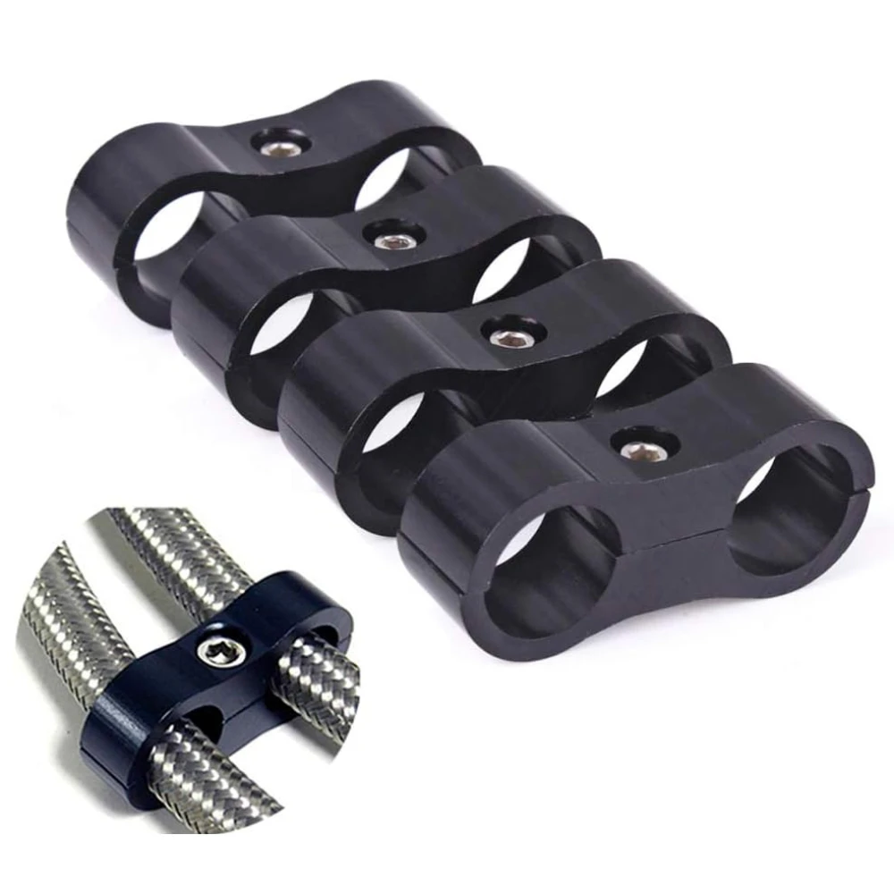 

6AN Hose Separator Clamp Aluminum Fuel Mounting Clamp Divider Fitting Adapter for 3/8 Fuel, Oil, Brake Line, Water Pipe and Gas