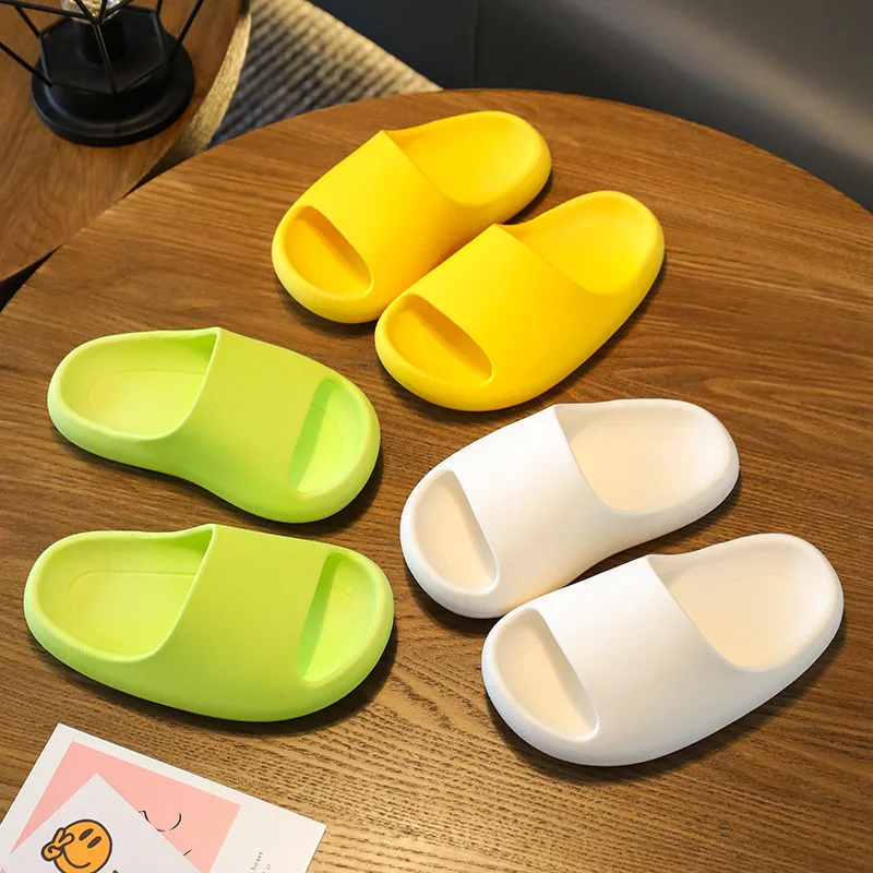 Children's solid color slippers summer girls indoor home bath boys non-slip soft soled children wear slippers outside