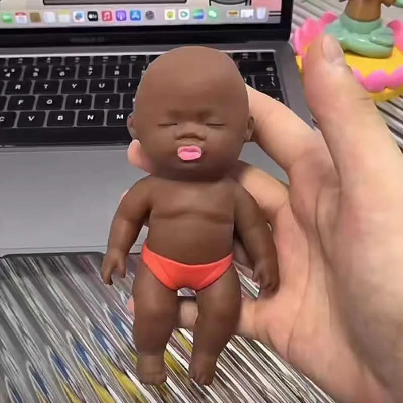 

Mini Palm Child Doll Pinch Joy Toy Cute Simulation African Doll Pinch Face Slow Rebound Toy Adult Decompression and Release Prop