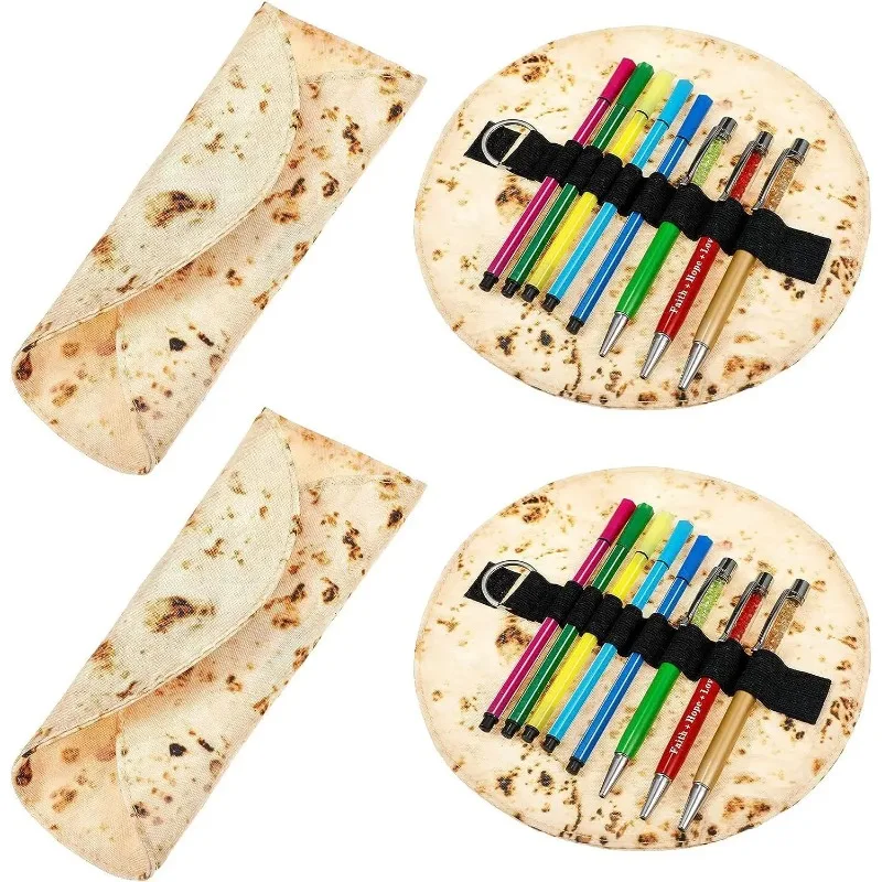 Estuche para lápices con rollo de Tortilla divertido, estuche para bolígrafos con rollo de Burrito, estuche para lápices, estuche de maquillaje para almacenamiento de papelería para oficina y escuela