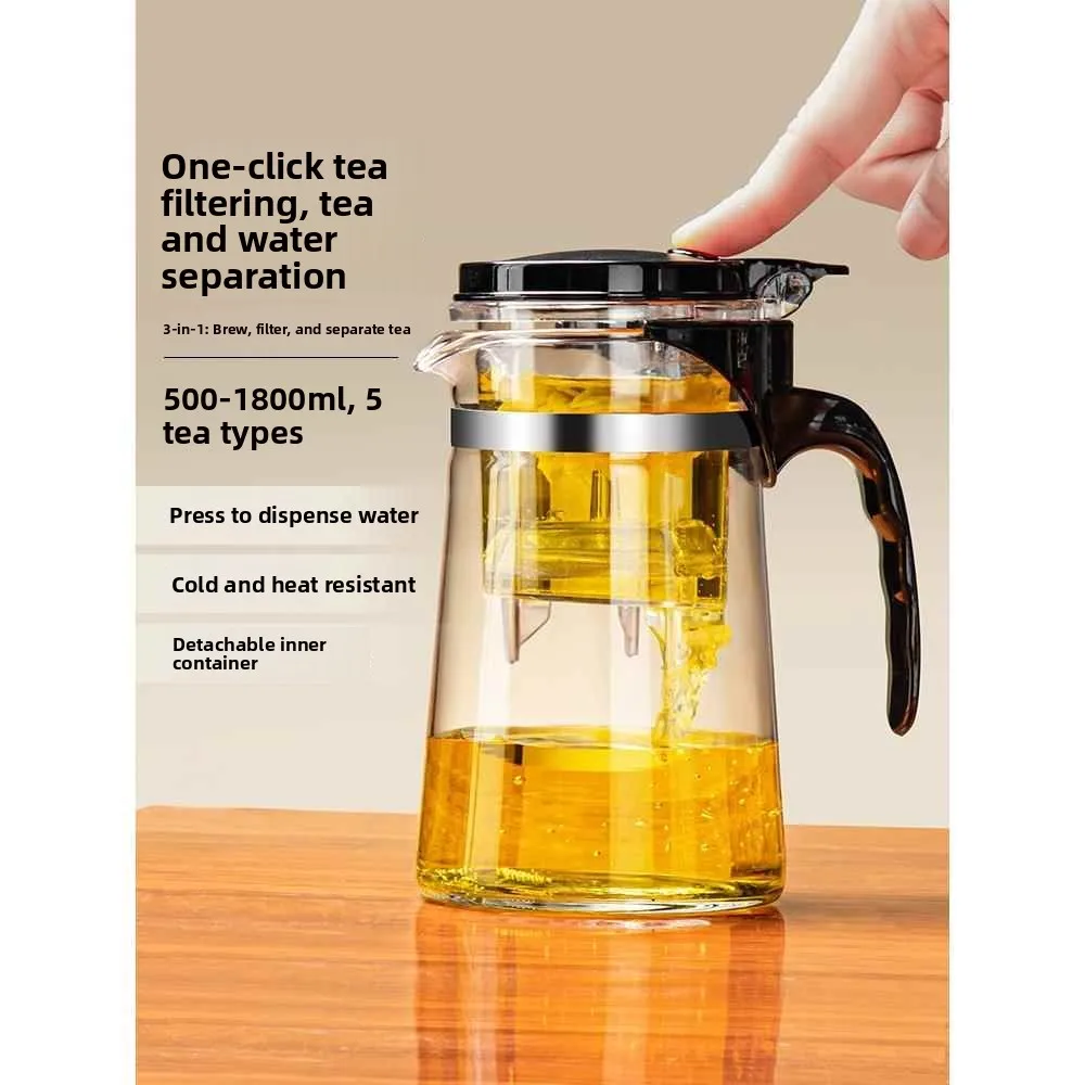 

High-End Glass Tea Cup Tea Brewing Pot Ele Stpunk Sle Heat Resistant Prure Tea Pot for Home Use Tea Brewing Set