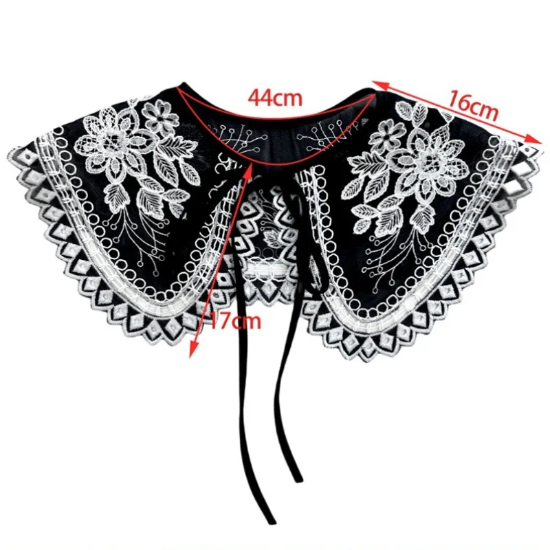 New Black Hollow Embroidery Fake Collar Multifunctional Shoulder Decoration Women Shawl Detachable Collars DIY Apparel Accessory