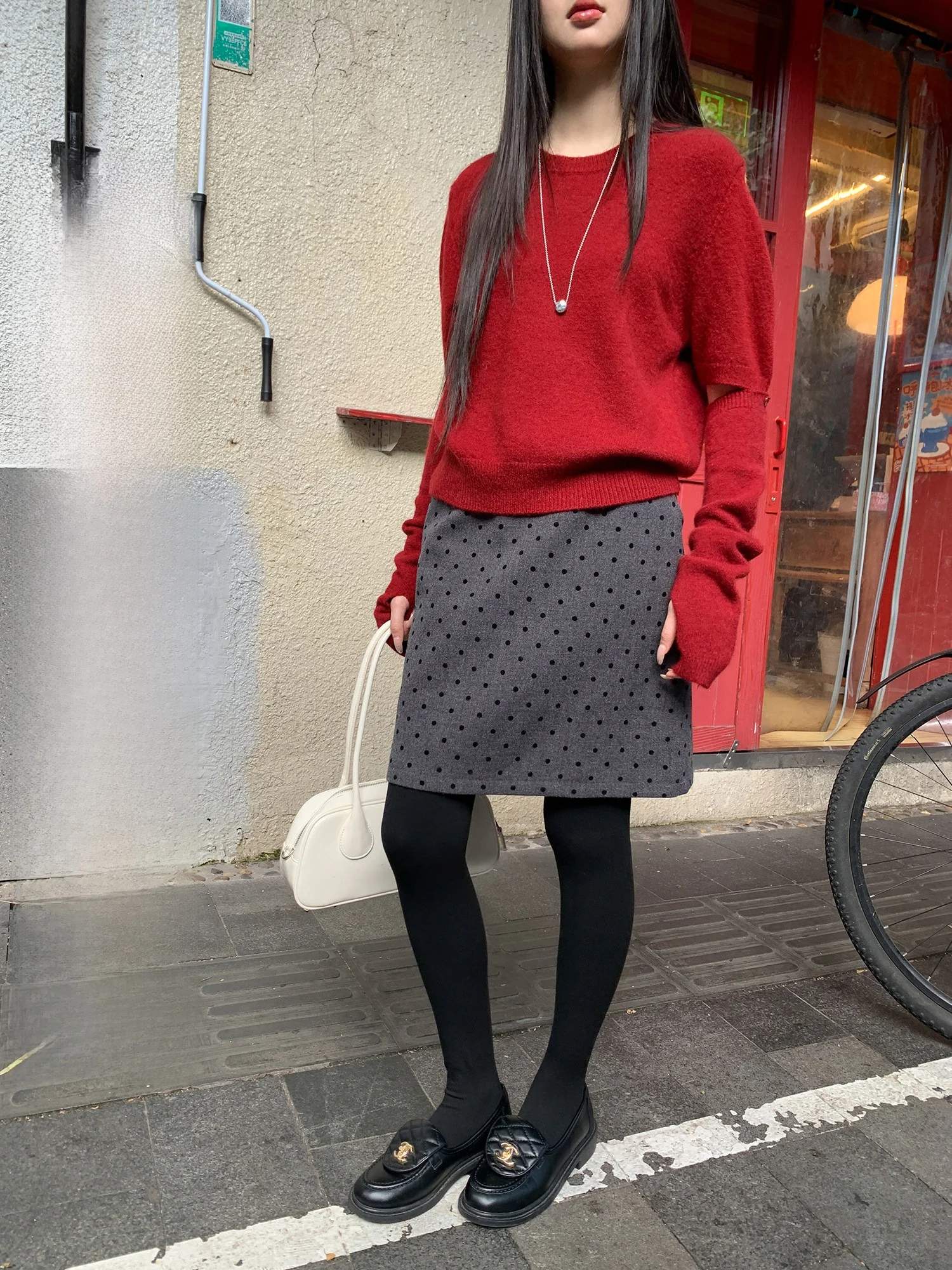 

Юбка А-силуэта в горошек для женщин, весна-зима, новая короткая юбка маленького размера, французский стиль, с высокой талией