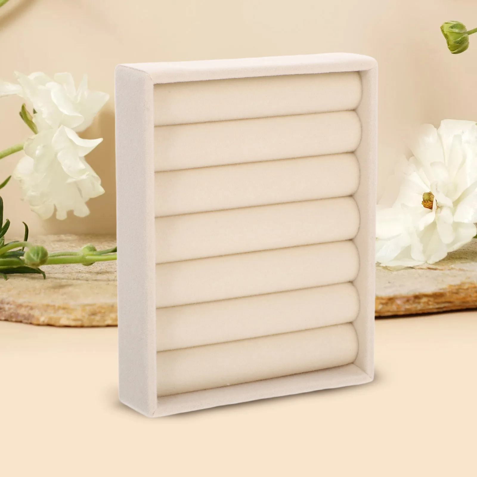 

2Pcs Jewelry Rings Organizer Tray Elegant Design Soft Lining Compact Portable Storage for Small Accessories Jewelry Valet Tray