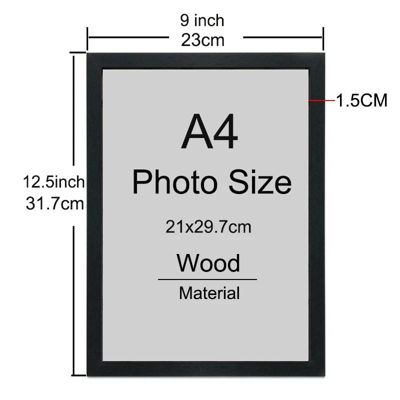 2pcs A4 black photo frame Wood picture frame Certificate document frame 21x30cm Poster Frame Dual Purpose Put and Hang