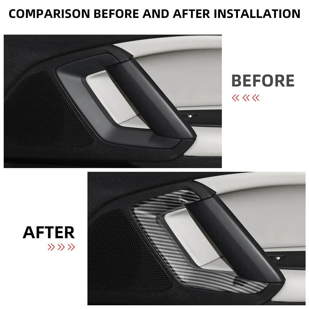 Car Front Door Handle Cover Trim for Peugeot 308 GT 308 SW 2014 - 2020 Interior Door Decoration Sticker 2Pcs/set Accessories