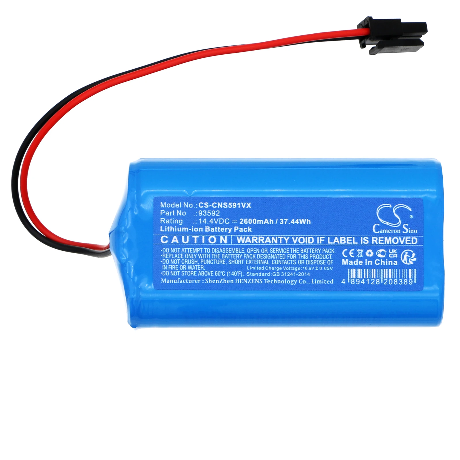 Baterai pengganti CS untuk CECOTEC Conga 5290 Ultra Home 93592 2600mAh / 37.44Wh