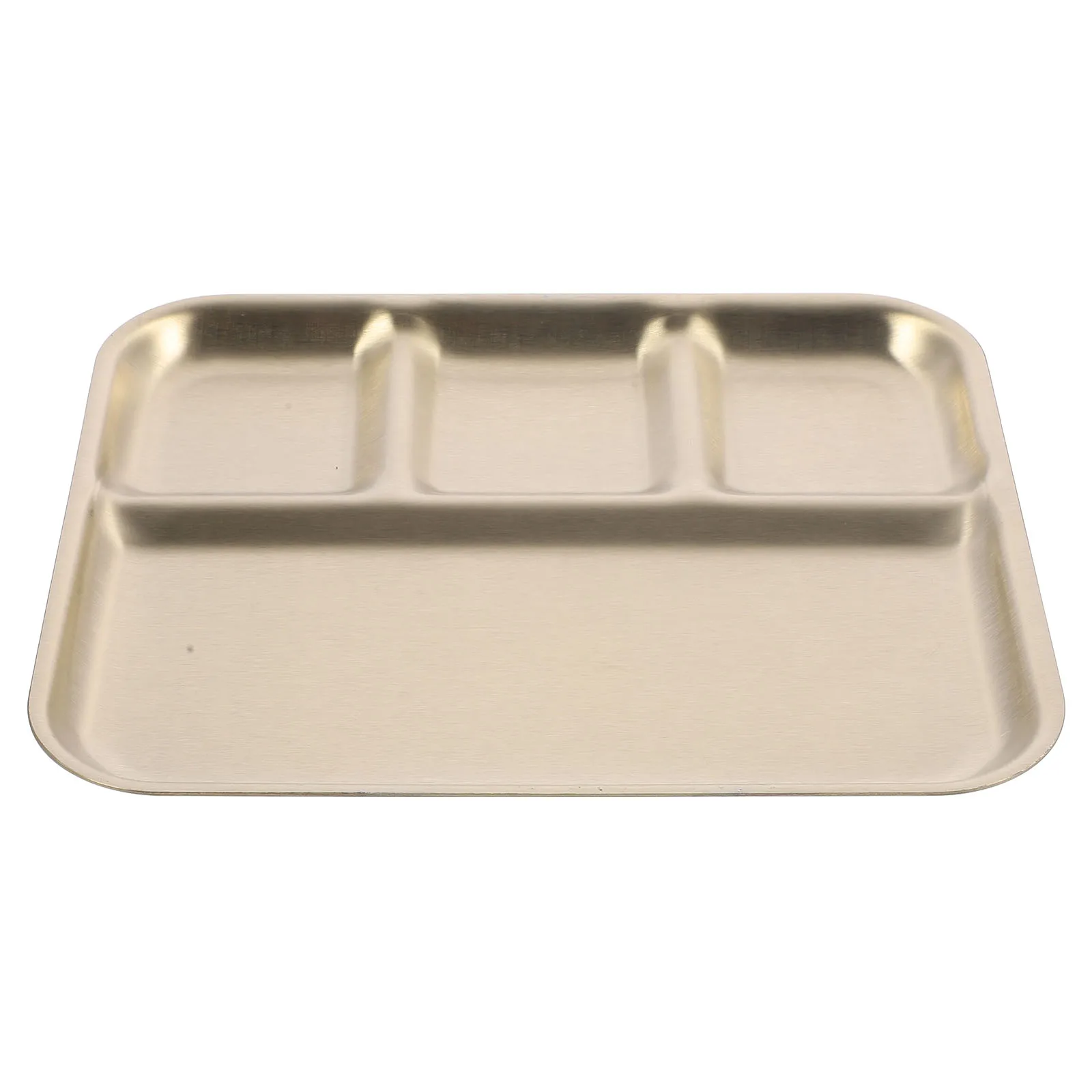 

Stainless Steel Divided Tray 4 Compartments Home Tableware Reusable Sectioned Plates Kitchen Dinner Separated Eating Plate