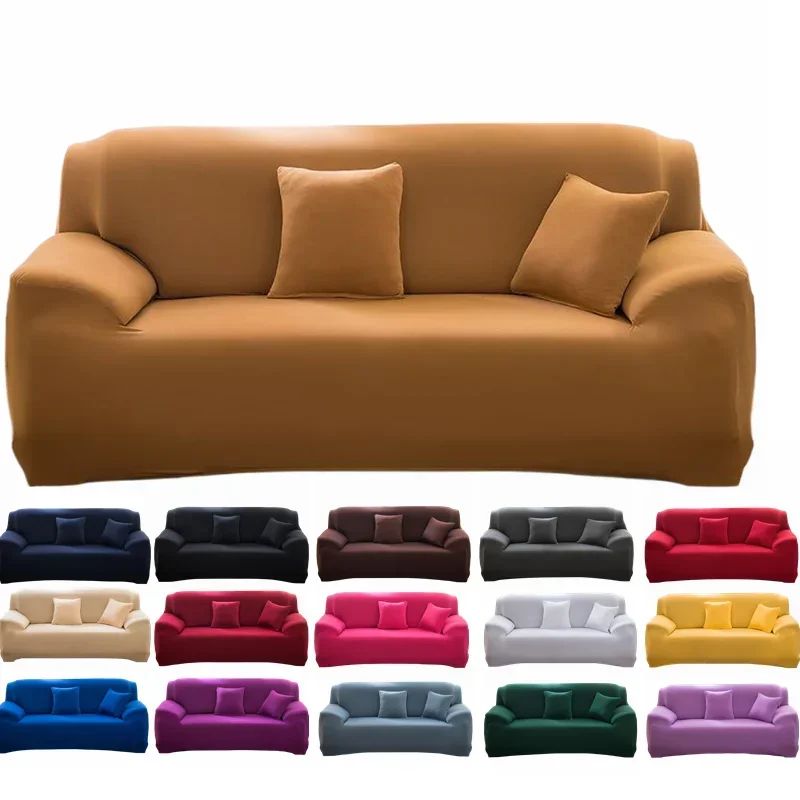 

1/2/3/4 Seater Sofa Cover for Living Room Solid Stretch Furniture Protector Anti-Slip Full Wrap 1PC Elastic Slipcover Non-Slip