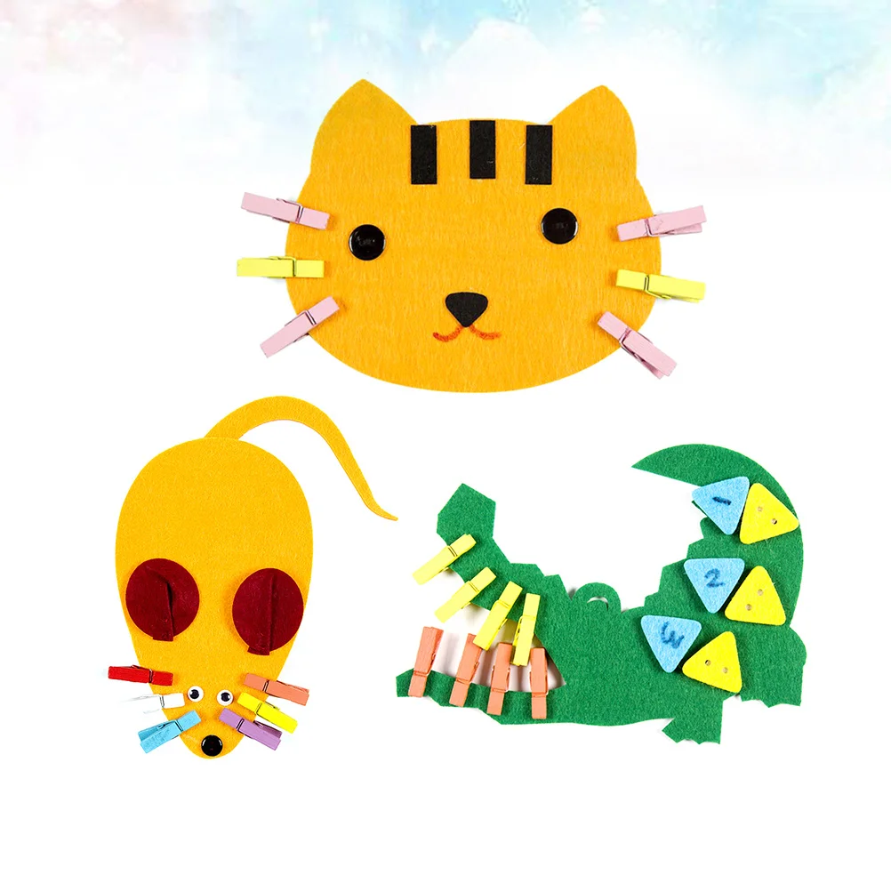 3 szt. Materiały do samodzielnego wykonania klipsów dla dzieci, zabawka edukacyjna dla najmłodszych, wzór z kreskówki, idealna do nauki dla małych dzieci, pomoc dydaktyczna.