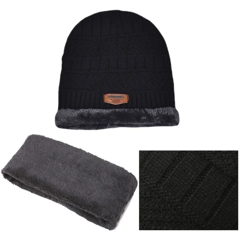 أزياء محبوك قبعة وشاح مجموعة سميكة يندبروف وشاح للرقبة الرقبة أدفأ قبعة مجموعة في الهواء الطلق #2