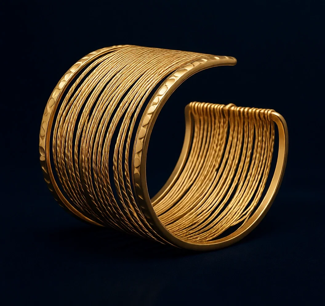 

Регулируемый широкий браслет-манжета с матовым покрытием из 18-каратного желтого золота, элегантное и долговечное украшение для любого случая