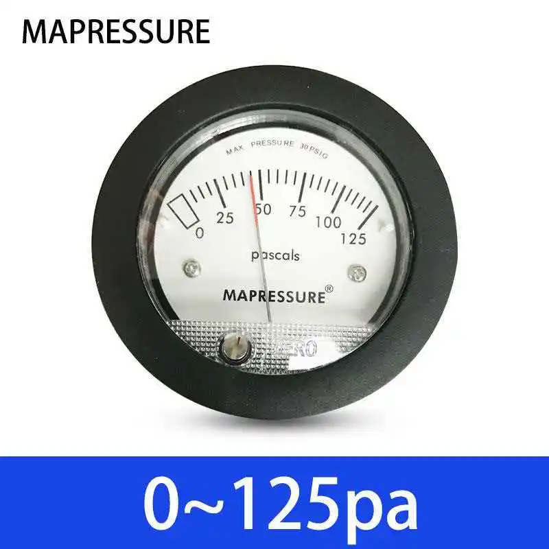 Miniature Micro-pressure Gauge 0-125PA Air Pressure Vacuum Negative Pressure Gauge Clean Room Pressure Gauge