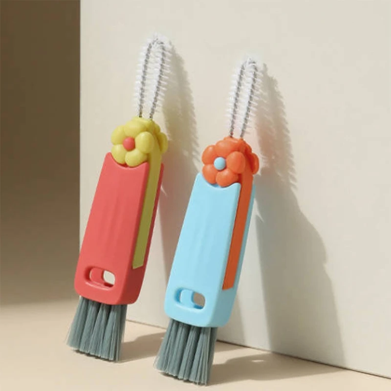 Cup Lid Cleaning Brush - Portable Crevice Cleaning Brush For Bottle Lid Gaps - 2 PC Cute Flower Multi Functional Cleaner Durable