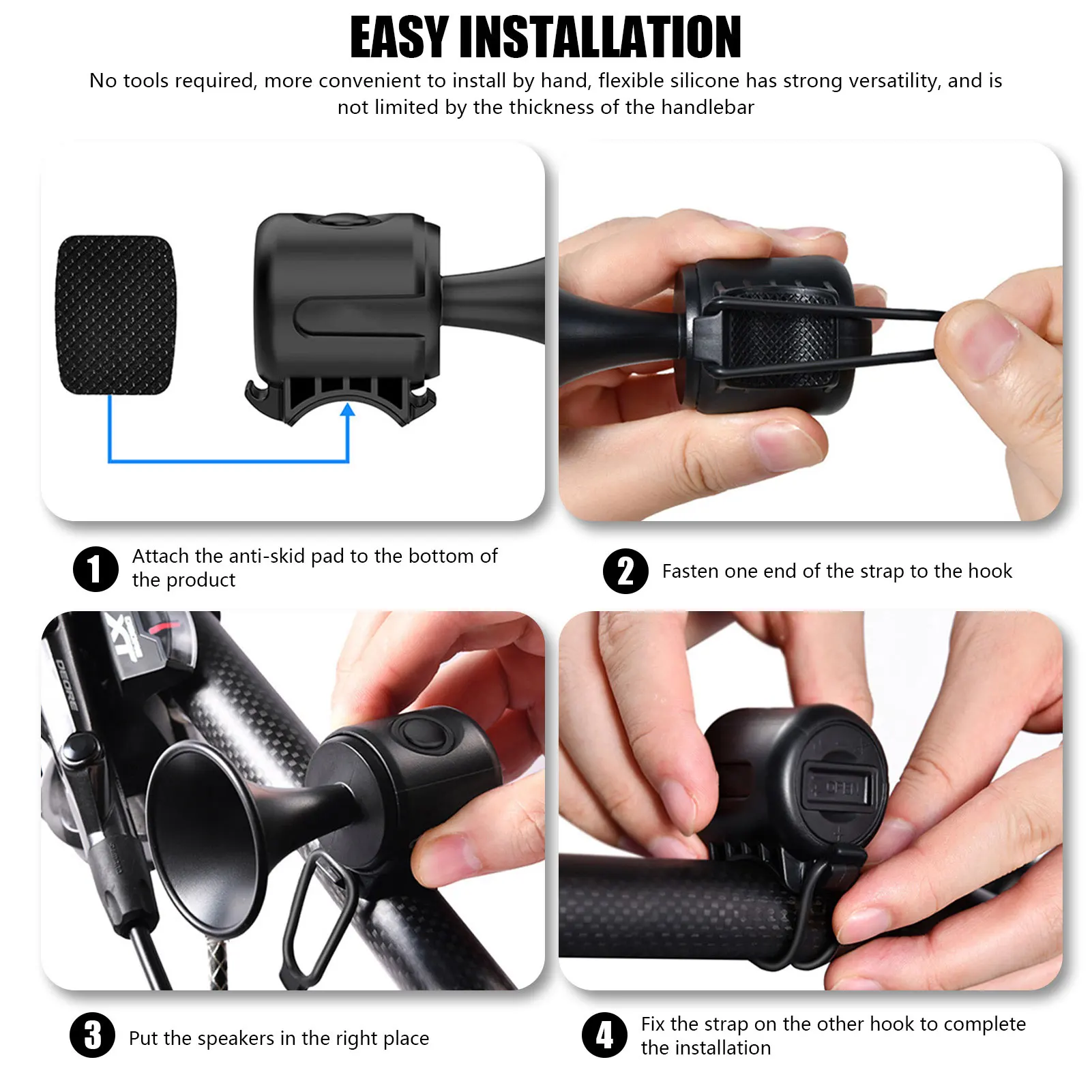 Bike Bell Electronic Loud Horn ABS 120db Safety Electric Bell IPX4 Speaker Alarm Ring Bicycle Handlebar Warning Bell