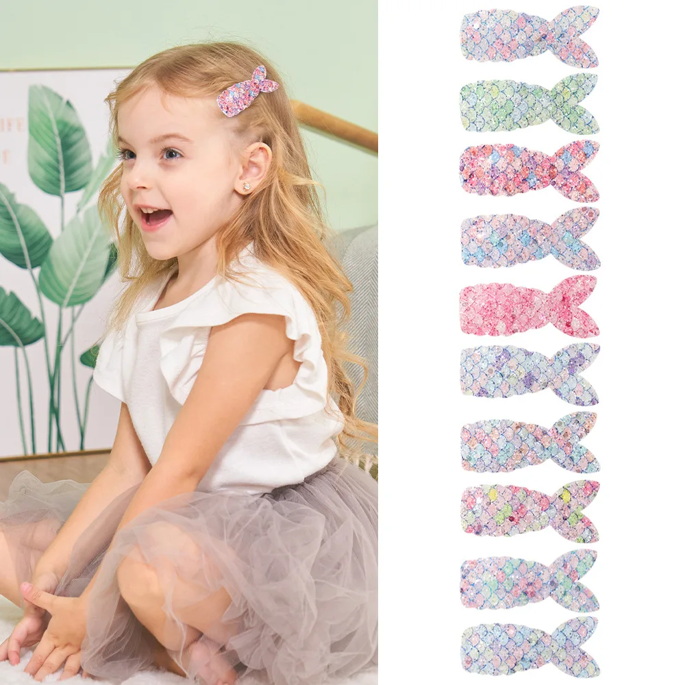 

Блестящая заколка-хвост русалки, милая разноцветная заколка для челки в стиле принцессы, аксессуар для волос на день рождения, модное украшение для головы