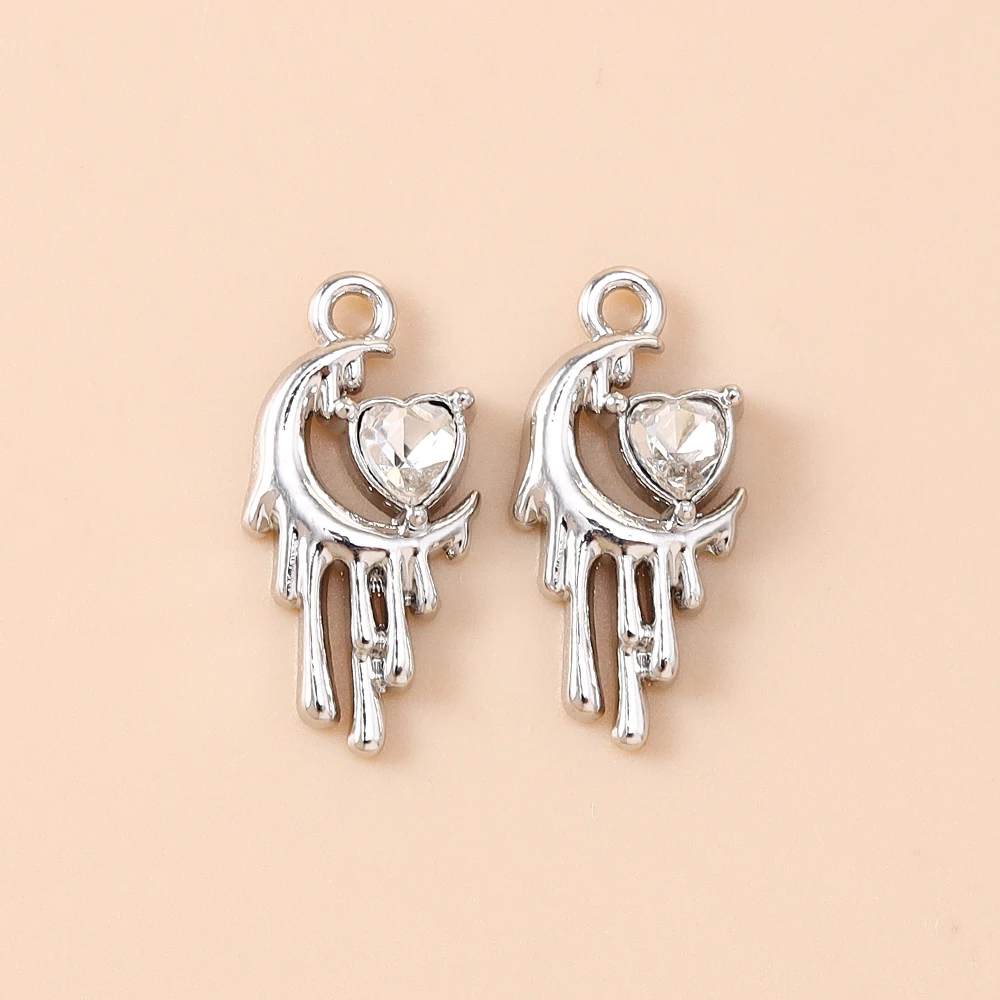 Leslie 5 Stück Modische Y2K Legierung Kristall Flüssig-Lava Herz Anhänger DIY Schmuckherstellung Charm Ohrringe Halskette Armband Zubehör – Detail 17