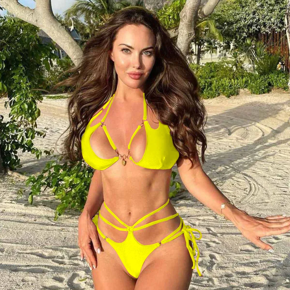 2024 Fasciatura Bikini Set Costume da bagno donna Sexy Nuova vita alta Slipt Costumi da bagno Lady Costume da bagno Vacanza Beachwear Abbigliamento femminile