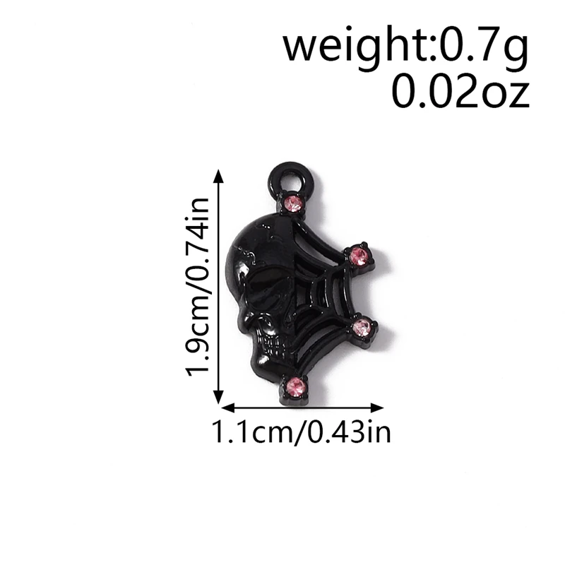 5 Stück 11x19mm Punk-Metall-Skelett-Spinnennetz-Anhänger für die Herstellung von Halsketten, Ohrringen, Armbändern, DIY-Bastelarbeiten und Schmuckzubehör – Detail 1