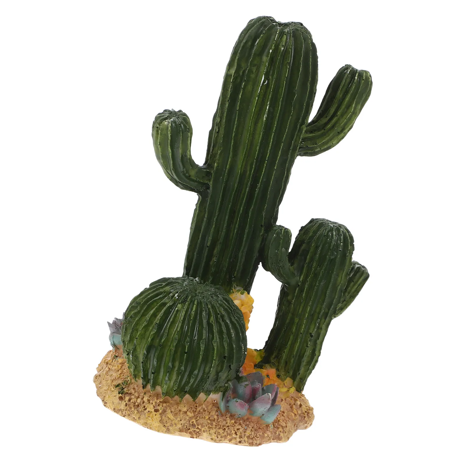 Succulents Cactus Plant Desert Decor Sculpture Collection Artificial for Reptile Turtle Lizard Terrarium Hideout and Decoration