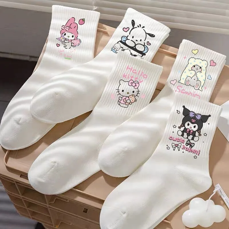 New Cartoon Tube High Appearance Level Cute Sanrio Hellokitty Kulomi Yugui Dog Socks, Autumn and Winter Must Deodorant Socks