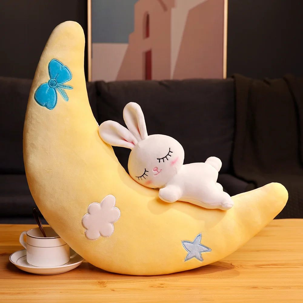 

30/50/70cm Cute Moon Bunny Plush Toy Stuffed Dolls Soft Sleep Pillow for Kids Girl Birthday Home Decor Baby Appease Pillow Gift