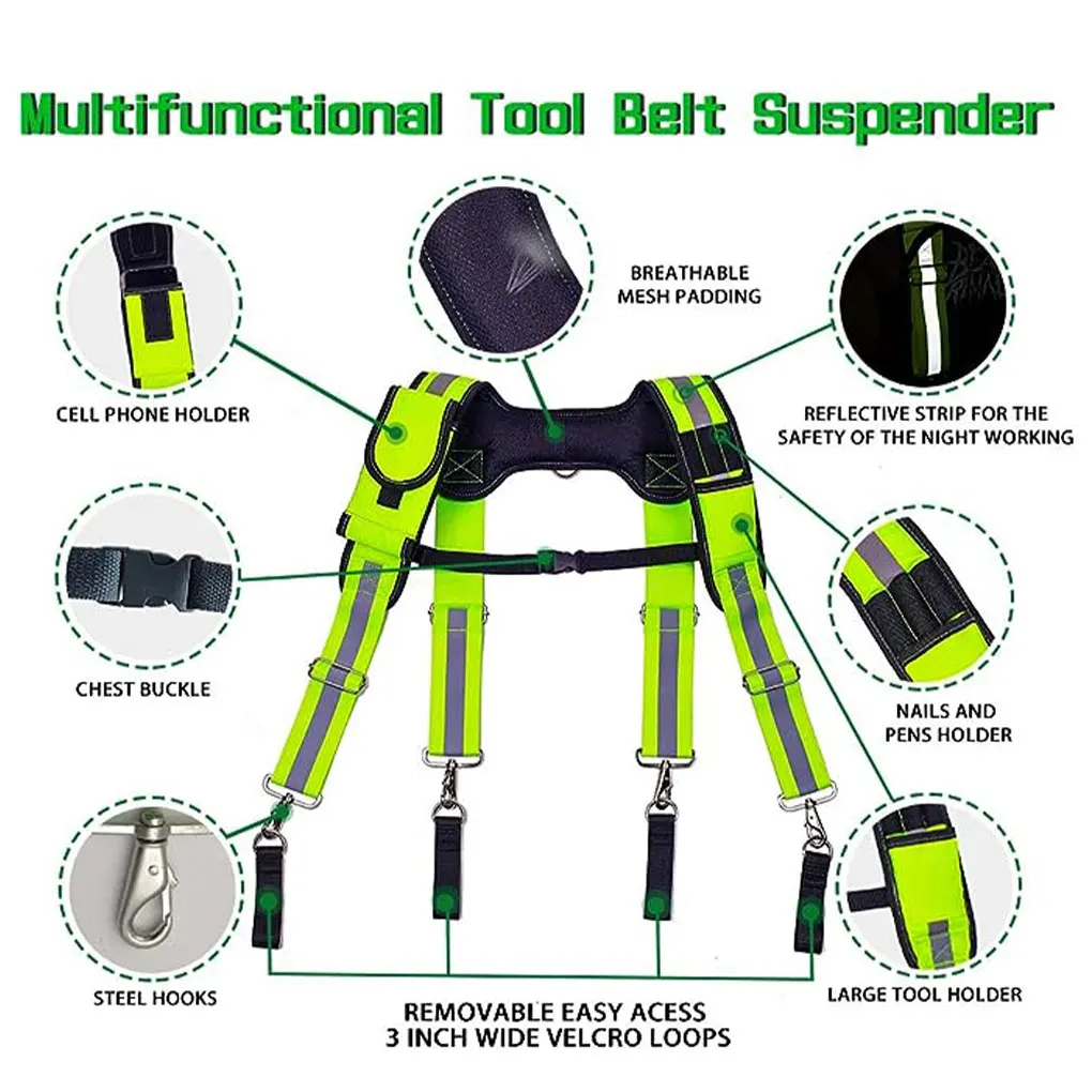 Imagem -05 - Suspender com Fixação Loops para Homens h tipo Cinto de Ferramentas Suspensórios Acolchoados Carpinteiro Trabalho Eletricista