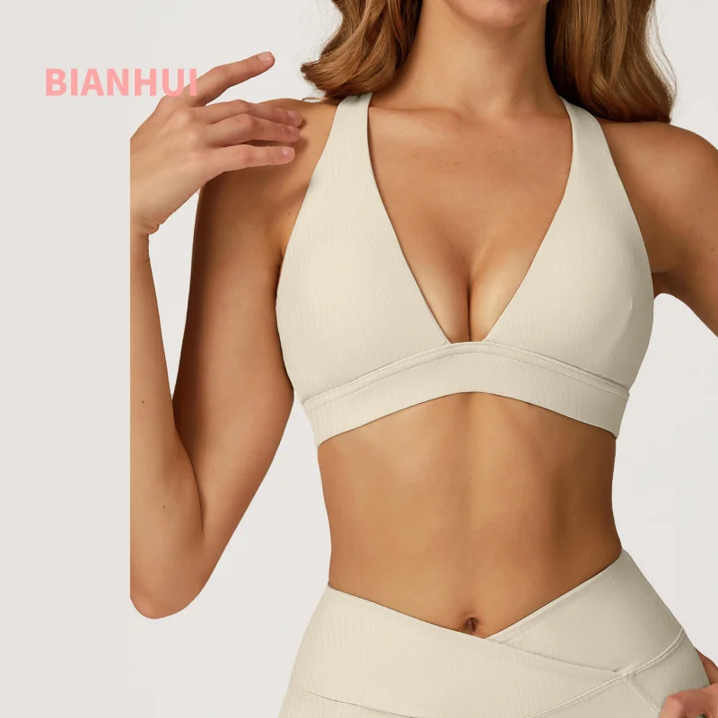 

BIANHUI Women Yoga Bra Cross Back Sports Gym Clothes Push Up Sports Bra Female Running Fitness Sportswear Underwear