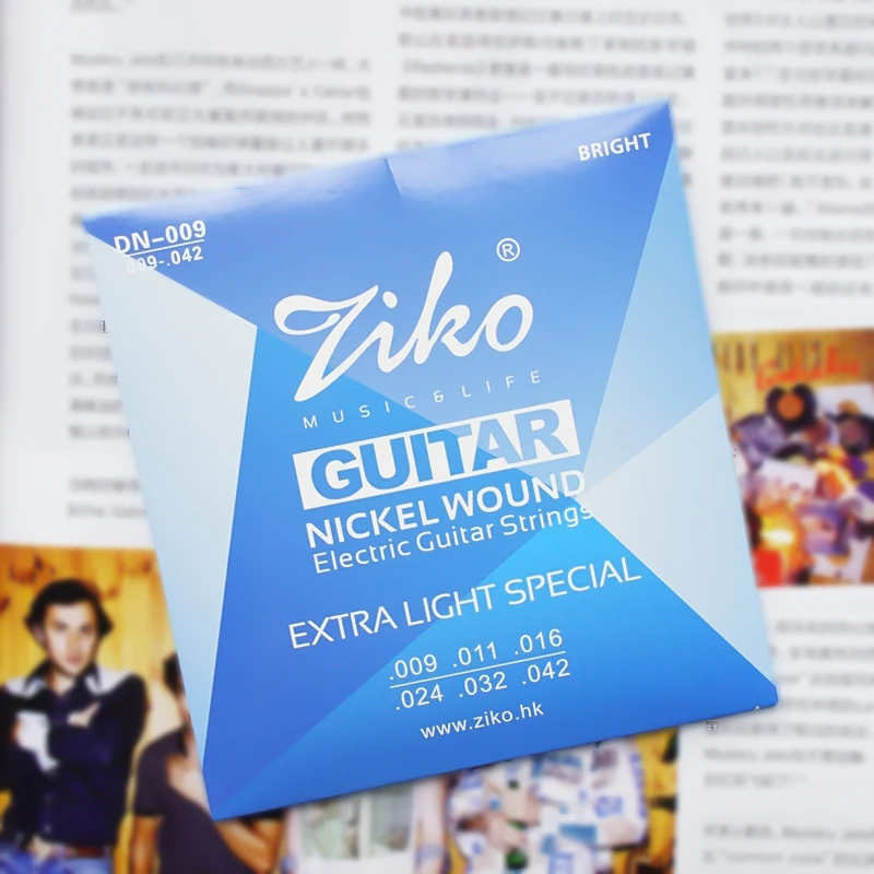 ZIKO Electric Guitar Strings DN09-42/10-46 Steel Core Nickel-plated Winding Guitar Strings 1-6 String Set, Guitar Accessories