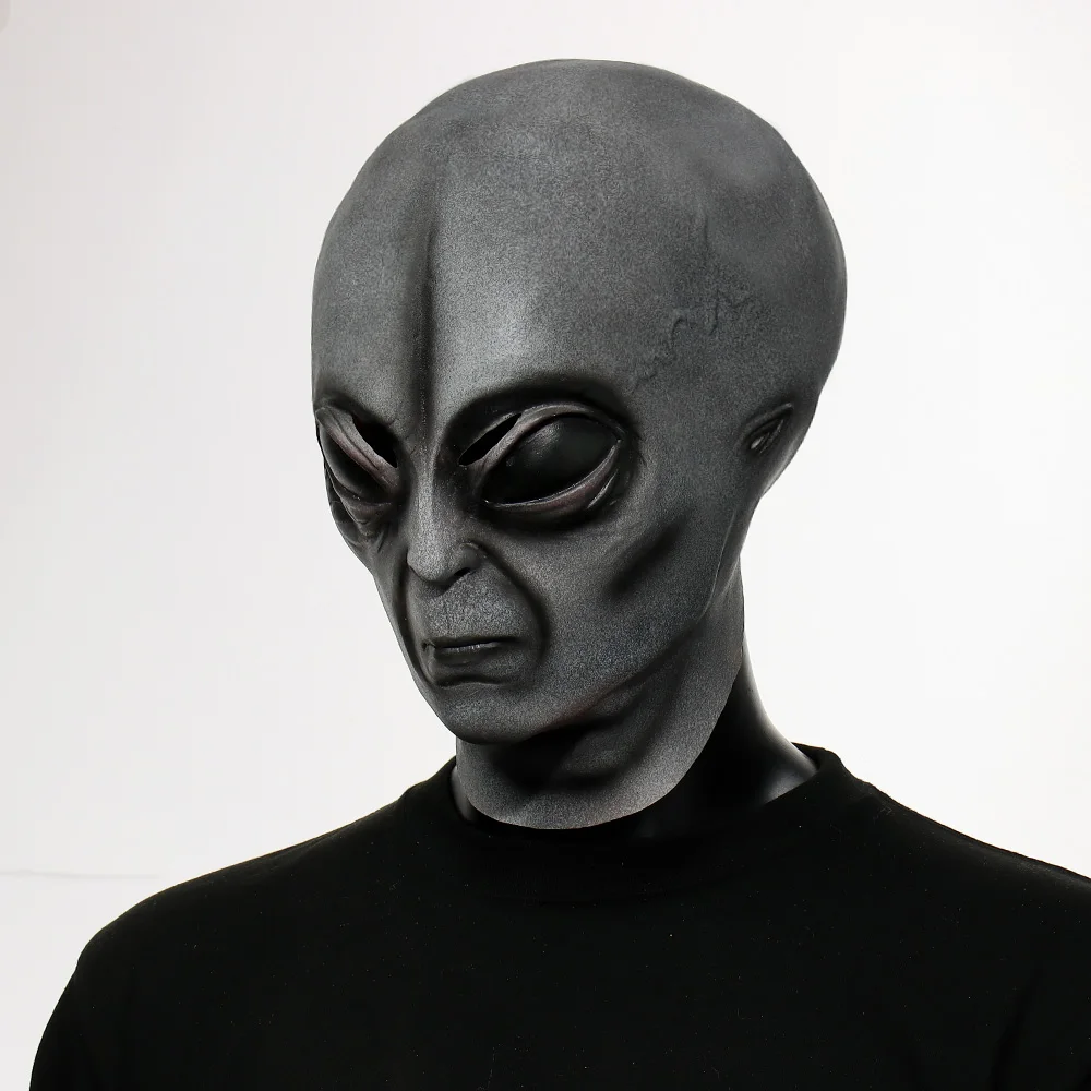 51 Area Alien Mask Gloves Cosplay UFO Monster Skull Latex Helmet Hands Halloween Dress Up Party Costume Props
