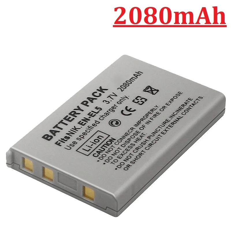 2080mAh EN-EL5 ENEL5 EL5 Batteries For Nikon Coolpix P530 P520 P510 P100 P5100 P5100 P5000 P6000 P90 P80 Camera Battery