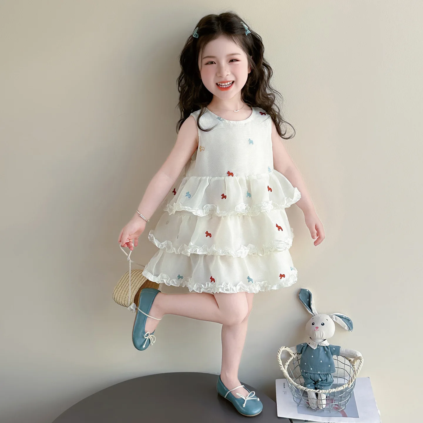 Girls Summer Dress 2026 New Unique Pretty Baby Girl Camisole Skirt Summer Kids Cartoon Tiered Skirt