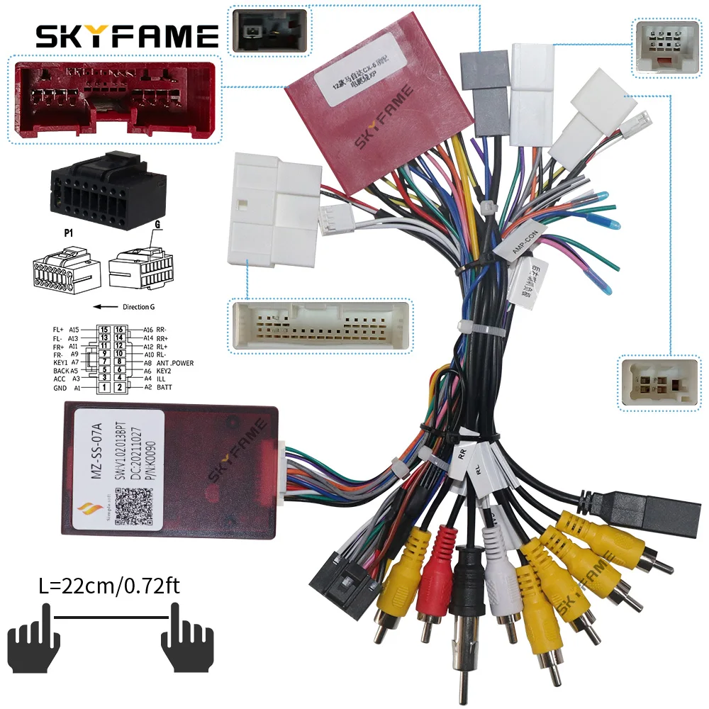 SKYFAME-Adaptador de arnés de cables Android para coche, decodificador de caja Canbus para Mazda 6 Atenza CX-5 CX5 MZ-SS-07A, 16 pines