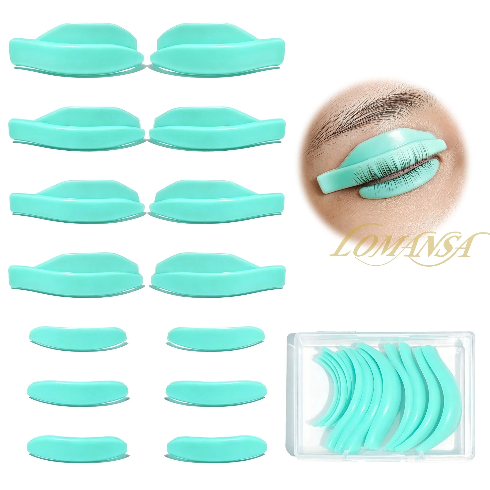Lomansa 7 par L Curl Silicone Eyelash Perm Pads Sticky Lashes Rod Shield Lifting 3D Eyelash Curler Akcesoria do makijażu Narzędzie — zdjęcie 2
