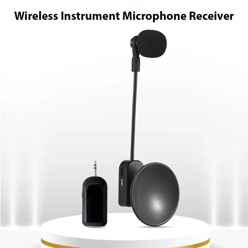 Receptor de micrófono de instrumento inalámbrico HFES 2,4G con ventosa desmontable para violín violonchelo acordeón altavoz micrófono