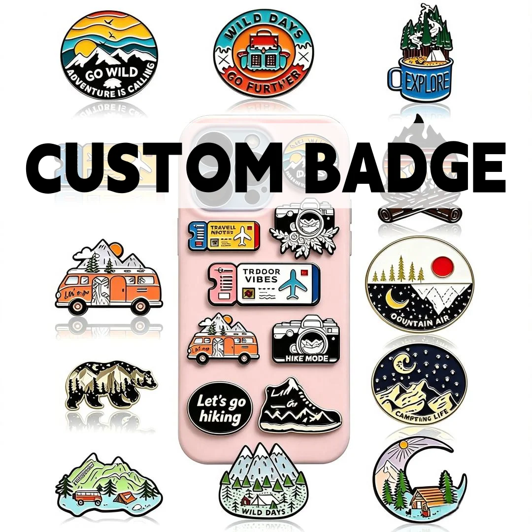 Custom Enamel Pins Low Price Custom Logo Badges Pins Outdoor Travel Camping Mountain Pattern Personalized Metal Lapel Brooch Pin