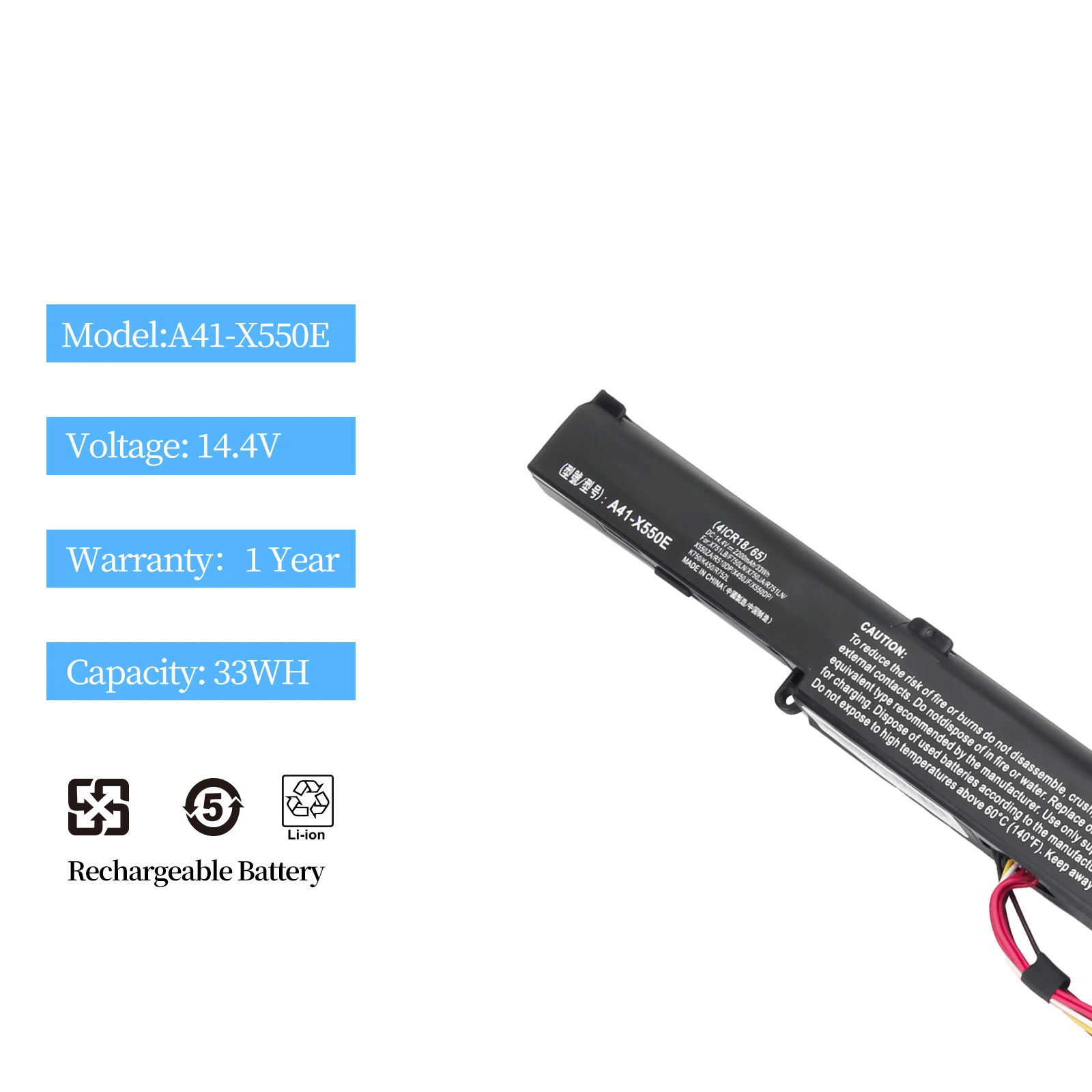 Oyomba A41-X550E Laptop Battery for ASUS X450 X450E X450J X450JF X751M X751MA X751L X750JA A450J A450JF 14.4V 33Wh