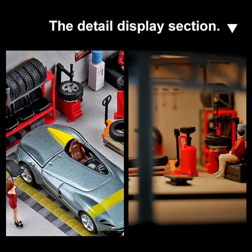 

1/64 Scale Car Repair Tools Model Miniature Scene Display Backdrop Simulation Car Repair Tools Diecast Car Model Assembly