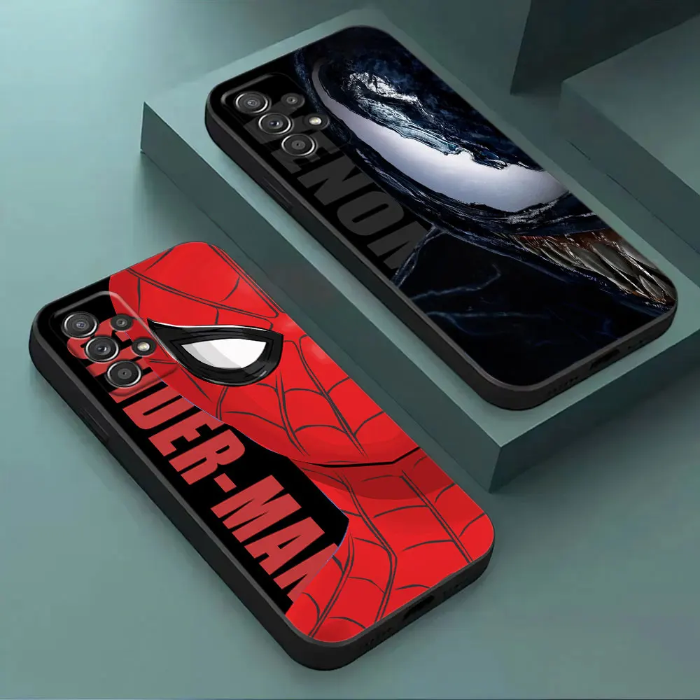 

Phone Case For Samsung Galaxy A15 A25 A24 A23 A22 A21S A20s A13 A05S A04 A03 A02 A14 Marvel Spiderman Ironman Venom Black Cover