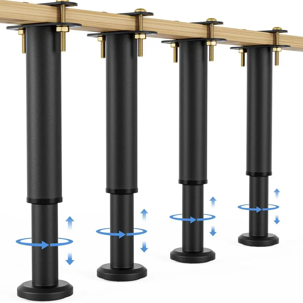 Adjustable Height Bed Support Legs 10-17, Durable Steel Legs for Slat/Center Support, Suitable for King/Queen Beds