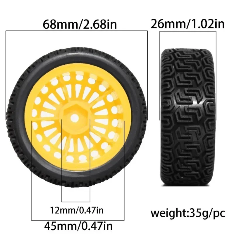 

4PCS 68mm Rally Tires for Tamiya XV01 XV02 TT01 TT02 PTG-2 - 1/10 RC Racing Car Rubber Wheel Tyre Upgrade Set
